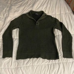 Express Olive Green Quarter Zip / Snap Sweater l Women's Small l 100% Cotton